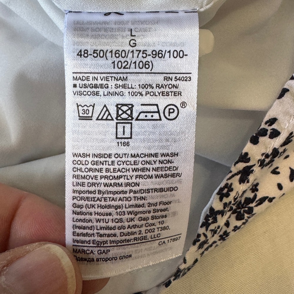 GAP Women's Floral Print V Neck Sleeveless Casual Mini Dress White Large - Picture 6 of 11